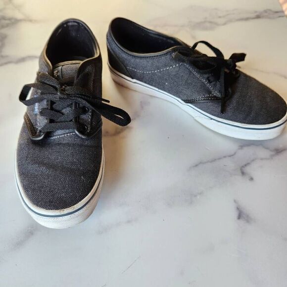 Vans size 5 canvas lace up sneakers dark kids youth - Picture 1 of 5